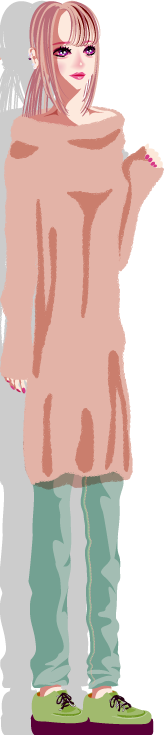 質問するニットコーデな女性のイラスト