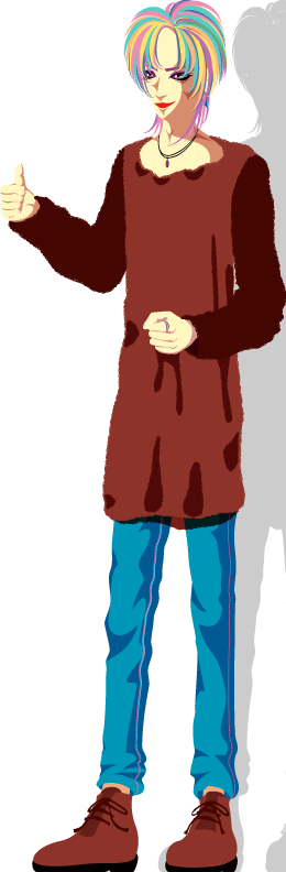 回答するニットコーデな男性のイラスト