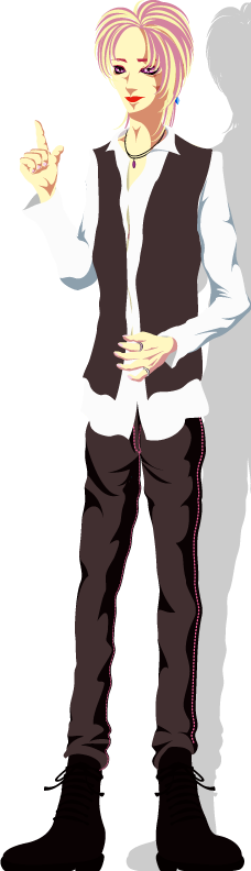 回答するモノトーンコーデな男性のイラスト