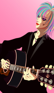 アコースティックギタリストのイラストのスマートフォン画面